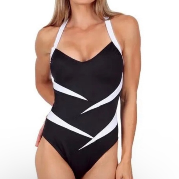 NWOT Instant‎ Figure Women's Compression Two-Tone One-Piece Swimsuit - Picture 1 of 15